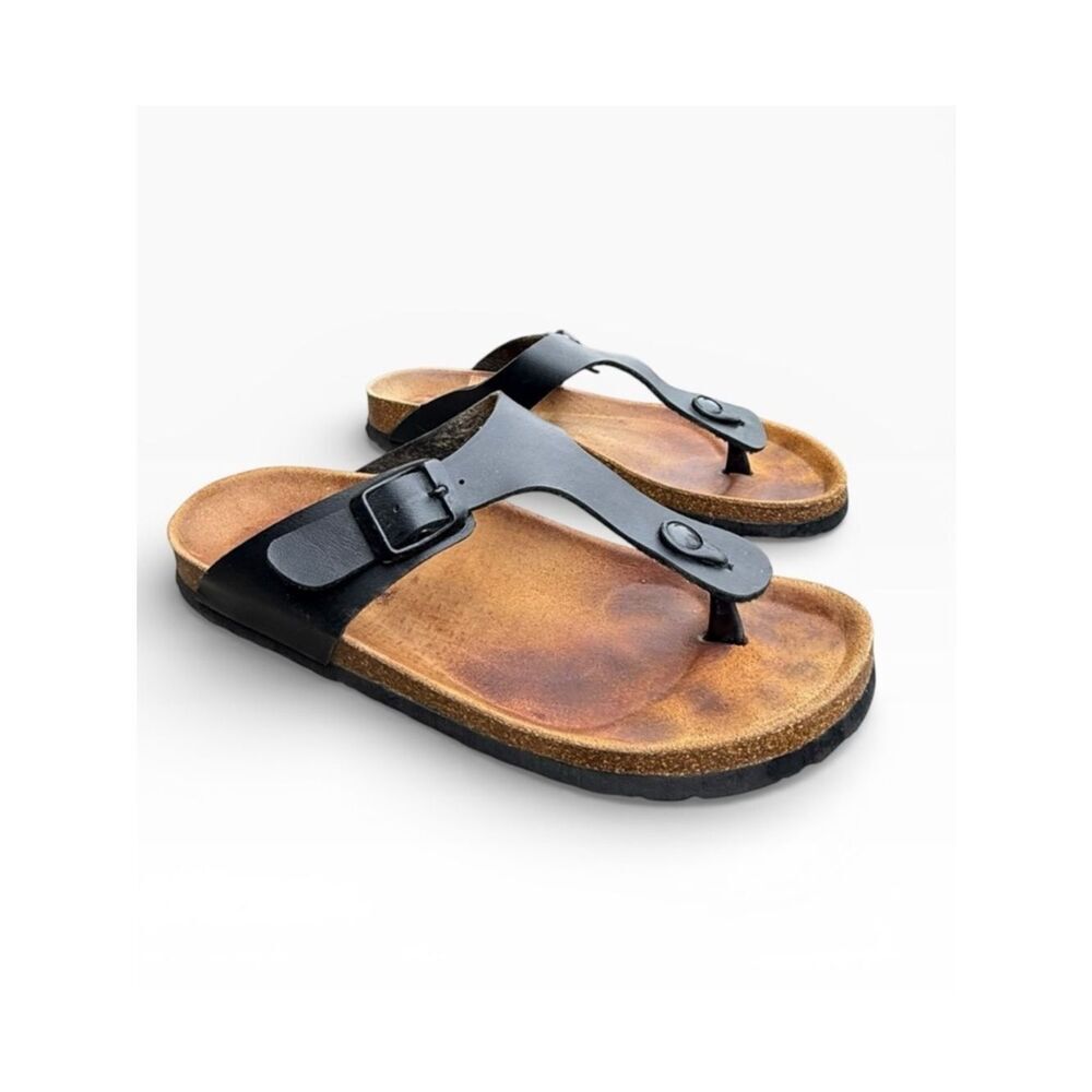 Plakton Bolero Black Comfortable Leather Sandal Spain Cork Eu 40 US 9 - 9.5